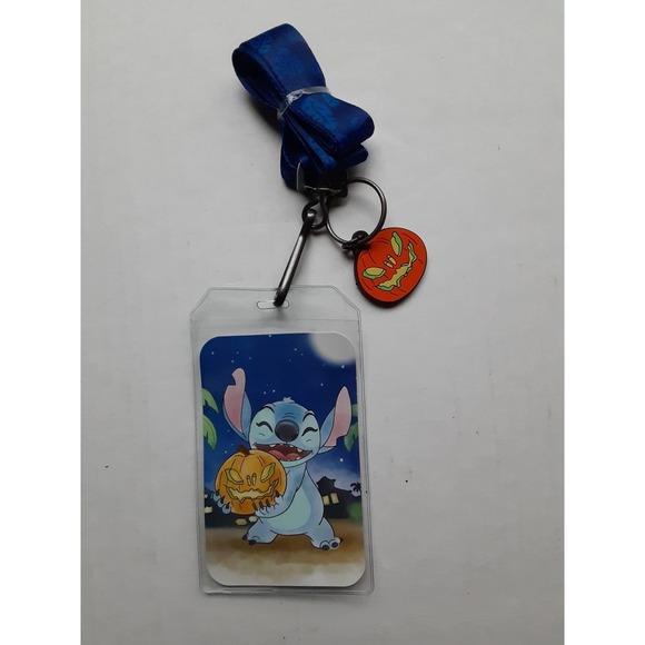 Loungefly Disney Lilo and Stitch Halloween Lanyard ID Cardholder with Charm 2020 - Picture 2 of 4